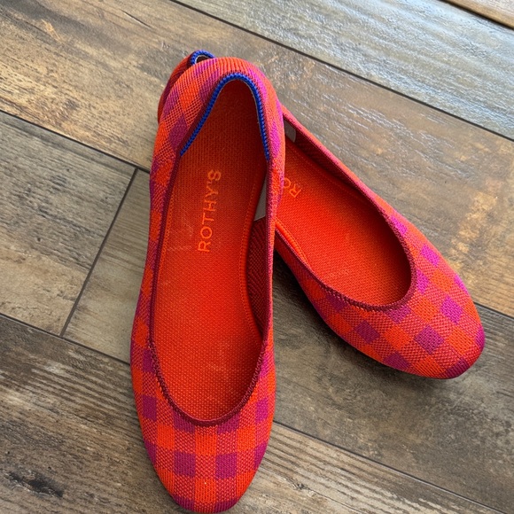 Rothy's Red and Pink Check Knit Ballet Flats - Picture 3 of 4